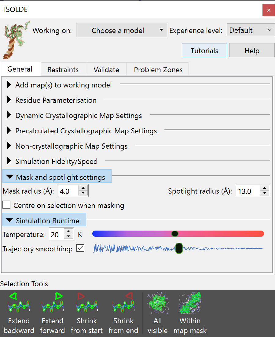 Initial GUI appearance