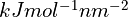 kJ mol^{-1} nm^{-2}